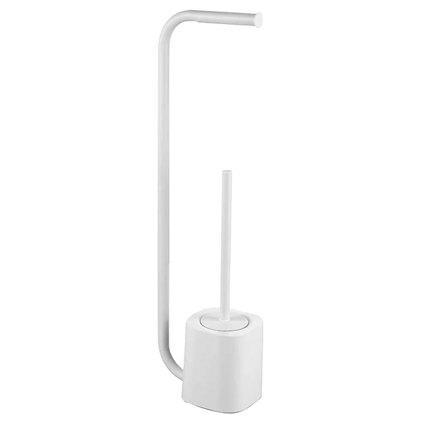 Arezzo White Free Standing Toilet Brush + Roll Holder 1 Arezzo White Free Standing Toilet Brush + Roll Holder