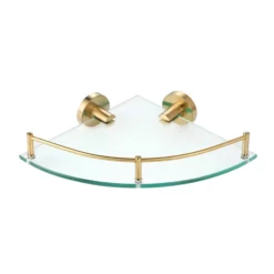Arezzo Brushed Brass Glass Corner Shelf