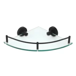 Arezzo Matt Black Glass Corner Shelf