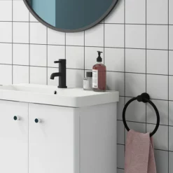 Arezzo Matt Black Round Towel Ring -smedbo shop azb313 d1