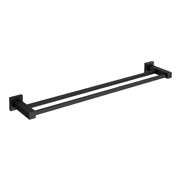 Arezzo Matt Black Modern Double Towel Rail 1 Arezzo Matt Black Modern Double Towel Rail