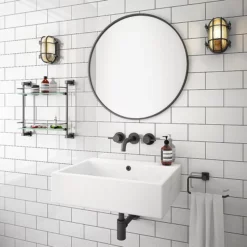 Arezzo Matt Black Modern Double Glass Shelf -smedbo shop azb43 d2