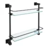 Arezzo Matt Black Modern Double Glass Shelf