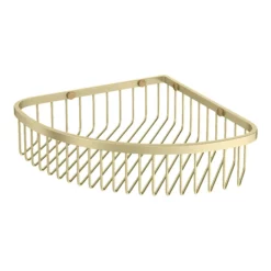 Arezzo Brushed Brass Wire Corner Shower Basket