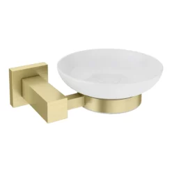 Arezzo Brushed Brass Wall Mounted Soap Dish & Square Holder