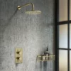 Arezzo Brushed Brass 300mm Wire Shower Basket