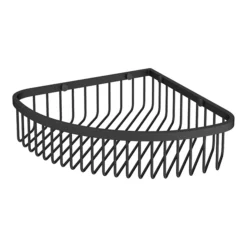 Arezzo Matt Black Wire Corner Shower Basket