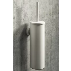 Arezzo Matt White Wall Mounted Toilet Brush + Holder