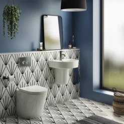 Arezzo Compact Concealed Cistern With Brushed Gunmetal Grey Flush Plate - Round Buttons