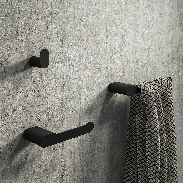 Arezzo Matt Black 3-Piece Bathroom Accessory Pack 2 Arezzo Matt Black 3-Piece Bathroom Accessory Pack - Image 2