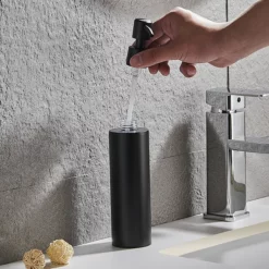 Arezzo Freestanding Round Soap Dispenser Matt Black -smedbo shop azrd1mbfd3