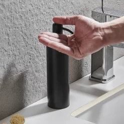 Arezzo Freestanding Round Soap Dispenser Matt Black -smedbo shop azrd1mbfd4