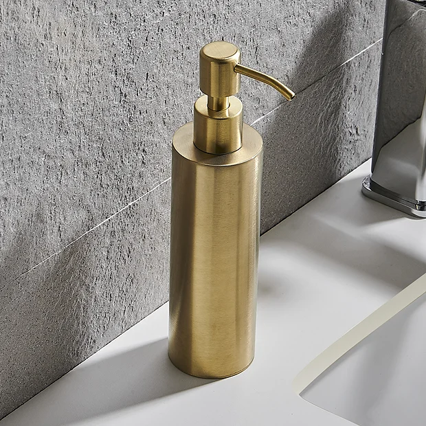 Arezzo Freestanding Round Soap Dispenser Brushed Brass 4 Arezzo Freestanding Round Soap Dispenser Brushed Brass - Image 4