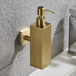 Arezzo Brushed Brass Square Wall Mounted Soap Dispenser -smedbo shop azsq2bbw d2