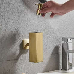 Arezzo Brushed Brass Square Wall Mounted Soap Dispenser -smedbo shop azsq2bbw d4