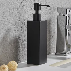 Arezzo Freestanding Square Soap Dispenser Matt Black -smedbo shop azsq2mbf d2
