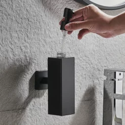 Arezzo Matt Black Square Wall Mounted Soap Dispenser -smedbo shop azsq2mbwd4