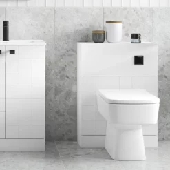 Arezzo Concealed WC Cistern Incl. Matt Black Square Flush Plate -smedbo shop azsqmbpk d2