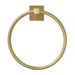 Arezzo Square Plate Wall Mounted Towel Ring Brushed Brass