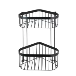 Victorian Plumbing Black 2-Tier Corner Wire Shower Basket 6 Victorian Plumbing Black 2-Tier Corner Wire Shower Basket -smedbo shop blk2crn d1