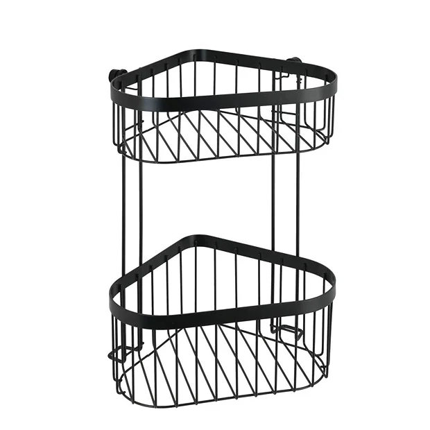 Victorian Plumbing Black 2-Tier Corner Wire Shower Basket 2 Victorian Plumbing Black 2-Tier Corner Wire Shower Basket - Image 2