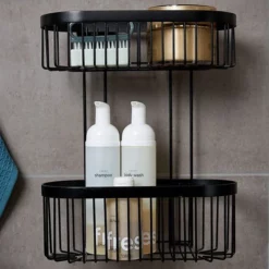 Victorian Plumbing Black 2-Tier Wire Shower Basket