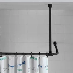 Victorian Plumbing Black Shower Curtain Rail Support Arm