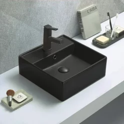 Arezzo Matt Black Ceramic Slotted Click Clack Basin Waste