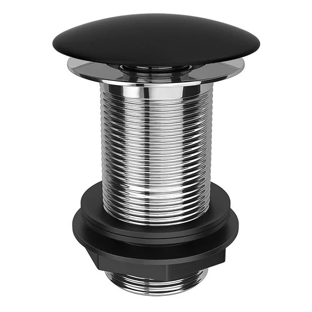 Arezzo Matt Black Ceramic Unslotted Click Clack Basin Waste 2 Arezzo Matt Black Ceramic Unslotted Click Clack Basin Waste - Image 2