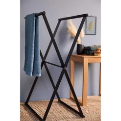 Victorian Plumbing Matt Black Freestanding Foldable Towel Rack -smedbo shop blktr01 d3
