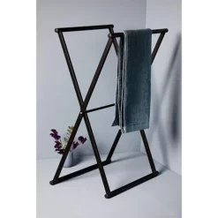 Victorian Plumbing Matt Black Freestanding Foldable Towel Rack