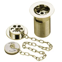 Bristan Traditional Bath Waste + Porcelain Plug Gold Plated Slotted