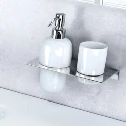 Britton Bathrooms - Stainless Steel Shelf - Double Hole