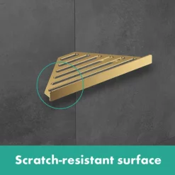 Hansgrohe AddStoris Polished Gold Optic Corner Shower Basket -smedbo shop brushed lifestyle