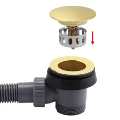 Arezzo Brushed Brass Easy Clean Click Clack Bath Waste With Overflow -smedbo shop cbw01bb d3