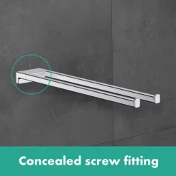 Hansgrohe AddStoris Double Towel Holder - Chrome -smedbo shop chrome l1tr