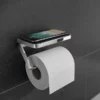 HIB Atto Chrome Toilet Roll Holder With Shelf