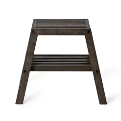 Victorian Plumbing Dark Oak Slatted Bathroom Stool -smedbo shop dstl d1