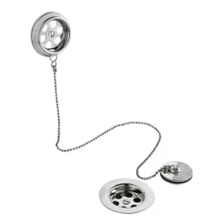 Hudson Reed Chrome Retainer Bath Waste With Brass Plug + Ball Chain