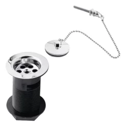 Hudson Reed Contract Basin Waste With Brass Plug & Ball Chain - Chrome