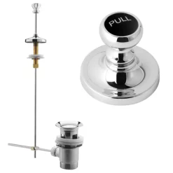 Hudson Reed Chrome Traditional Basin Pull Up Waste - Black Indice