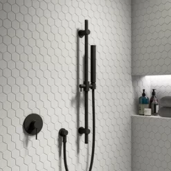 Arezzo Matt Black Round Elbow For Concealed Showers