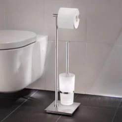 Smedbo Outline Lite Square Freestanding Toilet Brush And Roll Holder