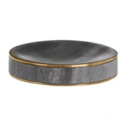Toreno Grey Marble Brass Effect Soap Dish