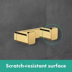 Hansgrohe AddStoris Polished Gold Optic Double Robe Hook -smedbo shop gold robe hook l