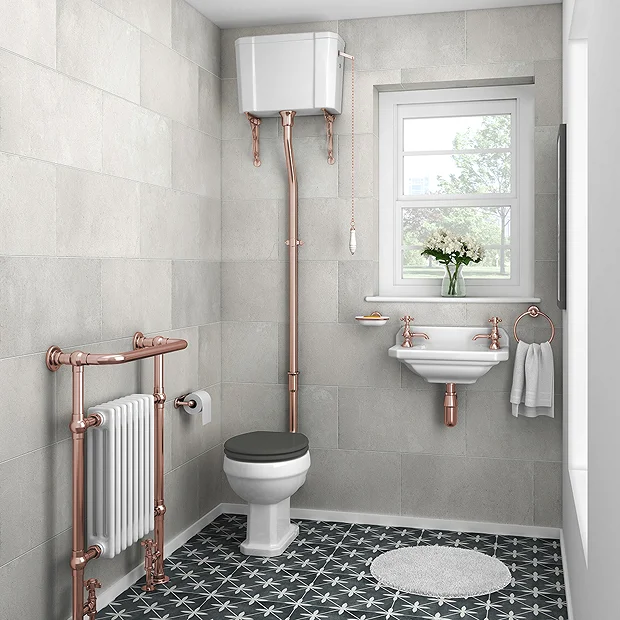Victorian Plumbing Rose Gold High Level Traditional WC Flush Pipe Kit 1 Victorian Plumbing Rose Gold High Level Traditional WC Flush Pipe Kit