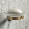 Arezzo Industrial Style Brushed Brass Round Soap Dish & Holder