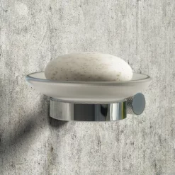 Arezzo Industrial Style Chrome Round Soap Dish & Holder