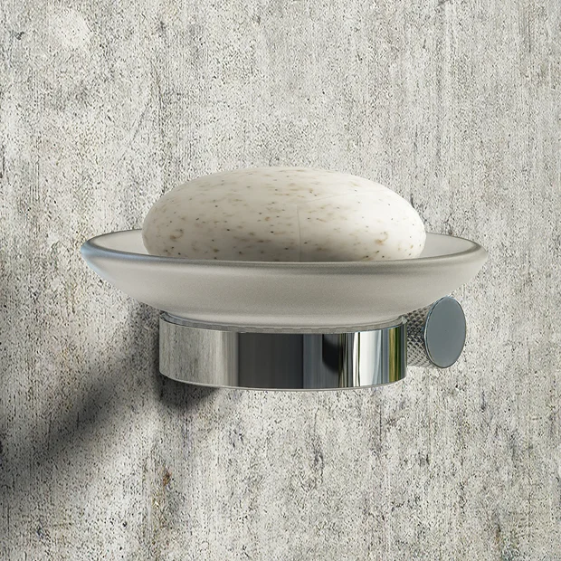 Arezzo Industrial Style Chrome Round Soap Dish & Holder 1 Arezzo Industrial Style Chrome Round Soap Dish & Holder