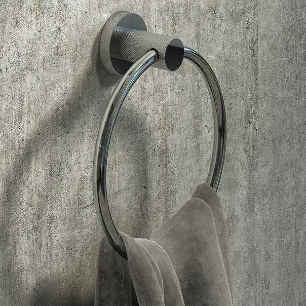 Arezzo Industrial Style Chrome Round Towel Ring 2 Arezzo Industrial Style Chrome Round Towel Ring - Image 2